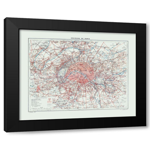 Europe Paris France - Colton 1921 Black Modern Wood Framed Art Print by Colton