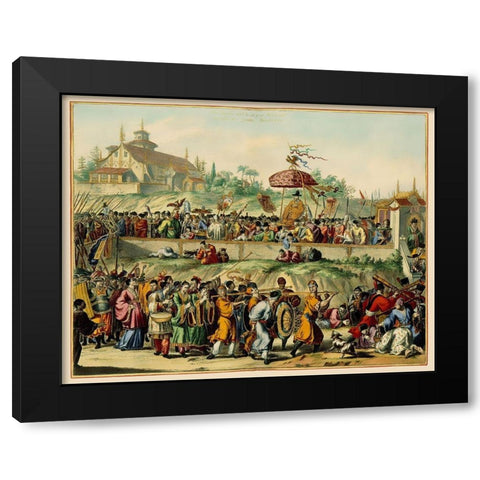 Station Picture Peking China - Nieuhoff 1655 Black Modern Wood Framed Art Print by Nieuhoff