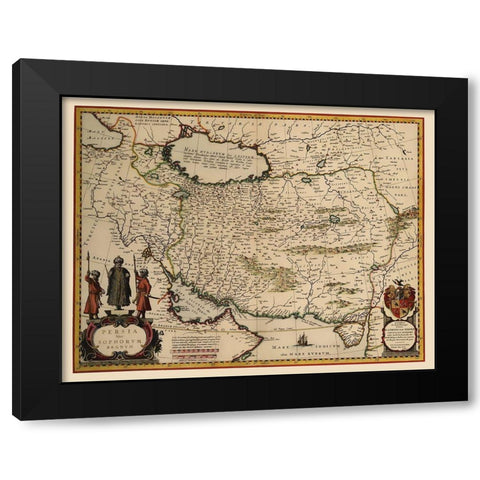 Middle East Persia - Blaeu 1662 Black Modern Wood Framed Art Print with Double Matting by Blaeu
