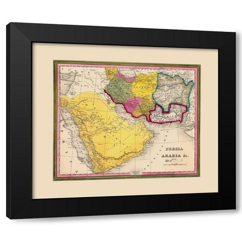 Middle East Persia Arabia Yemen - Mitchell 1846 Black Modern Wood Framed Art Print with Double Matting by Mitchell