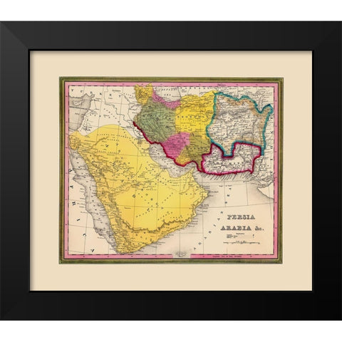 Middle East Persia Arabia Yemen - Mitchell 1846 Black Modern Wood Framed Art Print by Mitchell