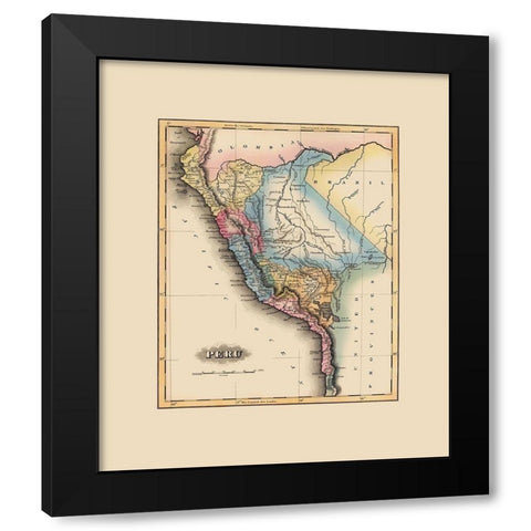 South America Peru - Lucas 1823 Black Modern Wood Framed Art Print by Lucas