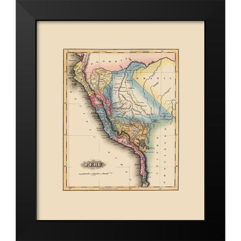 South America Peru - Lucas 1823 Black Modern Wood Framed Art Print by Lucas