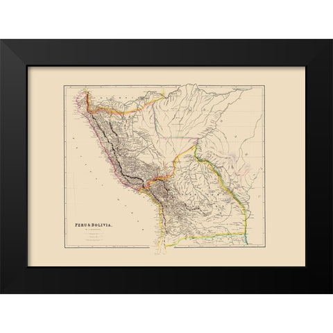 South America Peru Bolivia - Arrowsmith 1844 Black Modern Wood Framed Art Print by Arrowsmith