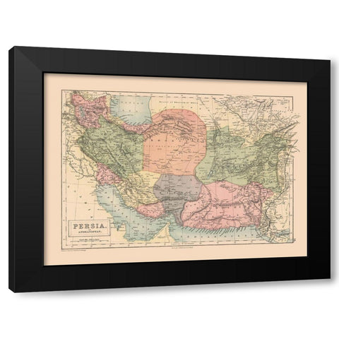 Middle East Persia Afghanistan - Black 1867 Black Modern Wood Framed Art Print by Black