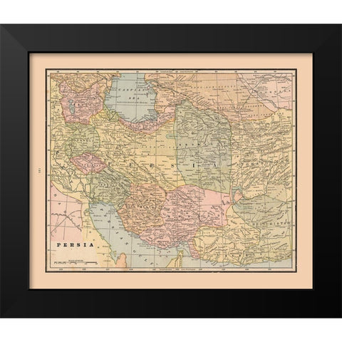 Middle East Persia - Cram 1888 Black Modern Wood Framed Art Print by Cram