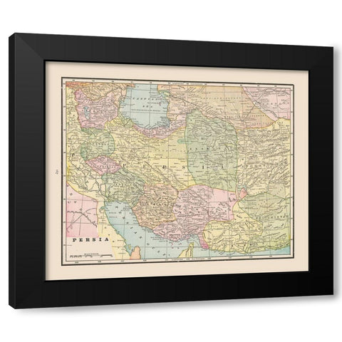Middle East Persia - Cram 1892 Black Modern Wood Framed Art Print by Cram