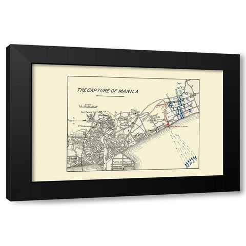 Capture of Manila Philippines 1898 Black Modern Wood Framed Art Print by Dewey