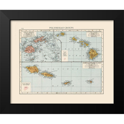 Polynesian Islands Oceania  Black Modern Wood Framed Art Print by Unknown