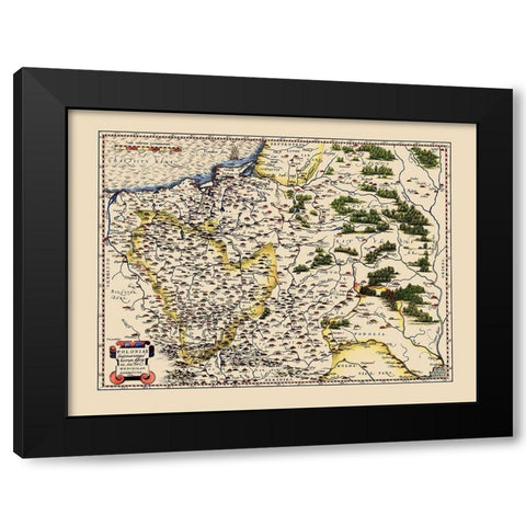 Eastern Europe Poland - Ortelius 1587 Black Modern Wood Framed Art Print with Double Matting by Ortelius