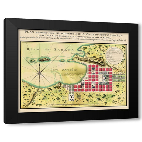 Caribbean Port Napoleon Dominican Republic Black Modern Wood Framed Art Print by Bron