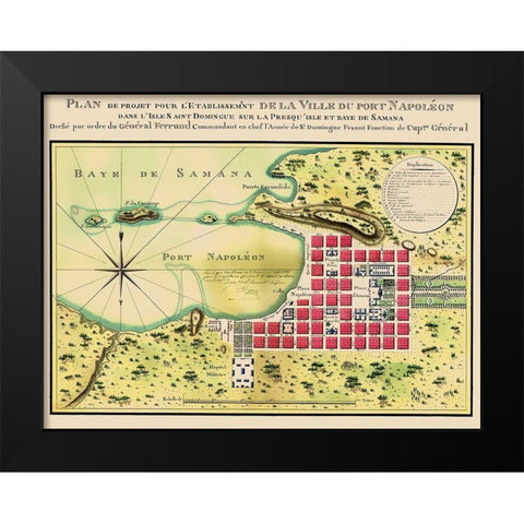 Caribbean Port Napoleon Dominican Republic Black Modern Wood Framed Art Print by Bron