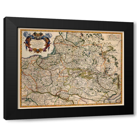Eastern Europe Poland - Visscher 1680 Black Modern Wood Framed Art Print with Double Matting by Visscher