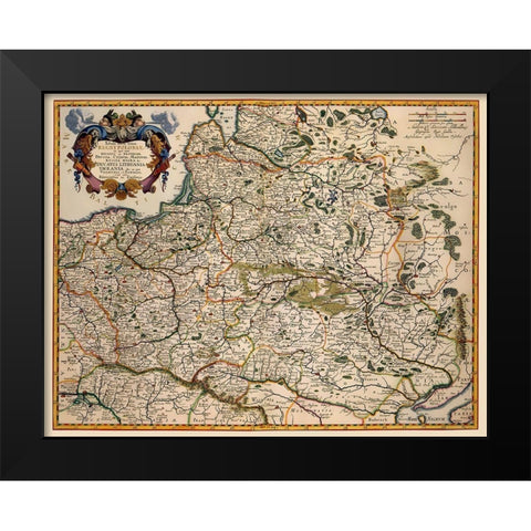 Eastern Europe Poland - Visscher 1680 Black Modern Wood Framed Art Print by Visscher