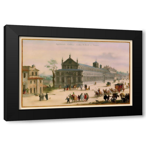 Popes Palace Rome Picture Italy - Visscher 1681 Black Modern Wood Framed Art Print by Visscher