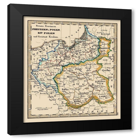 Eastern Europe Prussia Poland - Stieler 1852 Black Modern Wood Framed Art Print with Double Matting by Stieler