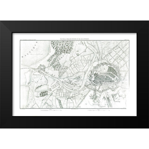 Europe Gdansk Poland - Thiers 1866 Black Modern Wood Framed Art Print by Thiers