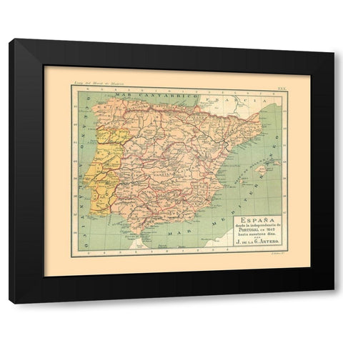 Europe Portugal Spain Independence 1640 AD Black Modern Wood Framed Art Print by Artero