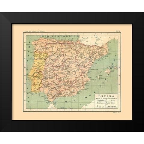 Europe Portugal Spain Independence 1640 AD Black Modern Wood Framed Art Print by Artero