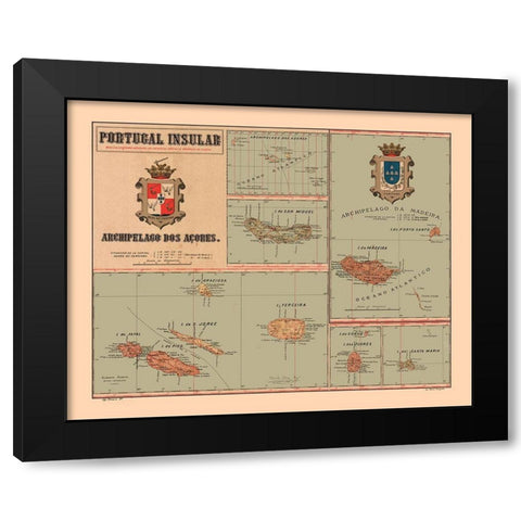 Europe Portugal Insular Azores - Martine 1904 Black Modern Wood Framed Art Print by Martine