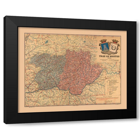 Europe Portugal Tras os Montes 1903 - Martine 1904 Black Modern Wood Framed Art Print with Double Matting by Martine