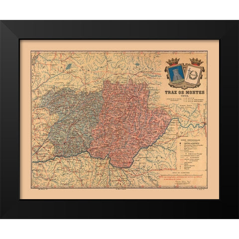 Europe Portugal Tras os Montes 1903 - Martine 1904 Black Modern Wood Framed Art Print by Martine