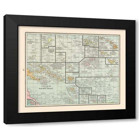 Pacific Ocean Islands - Cram 1892 Black Modern Wood Framed Art Print with Double Matting by Cram
