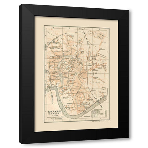 Europe Krakow Poland - Baedeker 1910 Black Modern Wood Framed Art Print with Double Matting by Baedeker