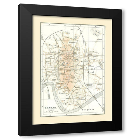 Europe Krakow Poland - Baedeker 1896 Black Modern Wood Framed Art Print with Double Matting by Baedeker