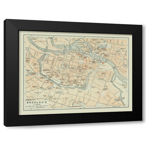 Europe Wroclaw Poland - Baedeker 1914 Black Modern Wood Framed Art Print with Double Matting by Baedeker