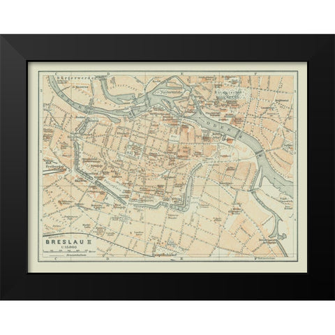 Europe Wroclaw Poland - Baedeker 1914 Black Modern Wood Framed Art Print by Baedeker