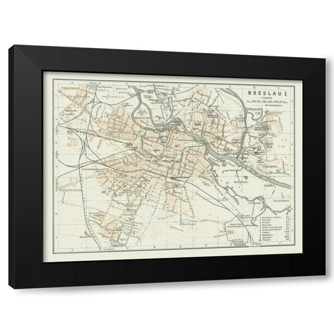 Europe Wroclaw Poland - Baedeker 1914 Black Modern Wood Framed Art Print with Double Matting by Baedeker