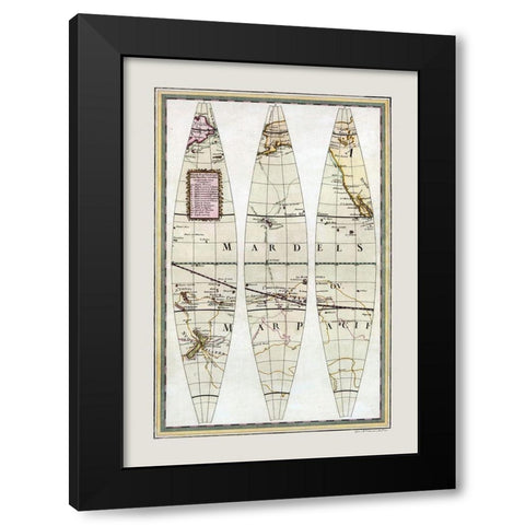 Pacific Ocean - Cassini 1790 Black Modern Wood Framed Art Print with Double Matting by Cassini