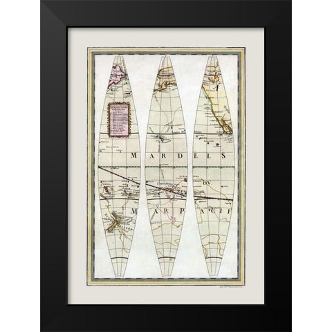 Pacific Ocean - Cassini 1790 Black Modern Wood Framed Art Print by Cassini