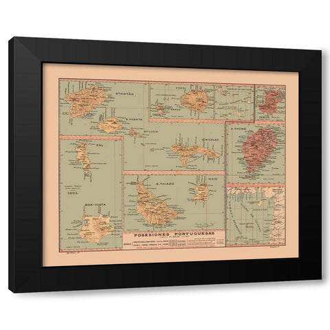 Portuguese Possessions 1903 - Martine 1904 Black Modern Wood Framed Art Print with Double Matting by Martine