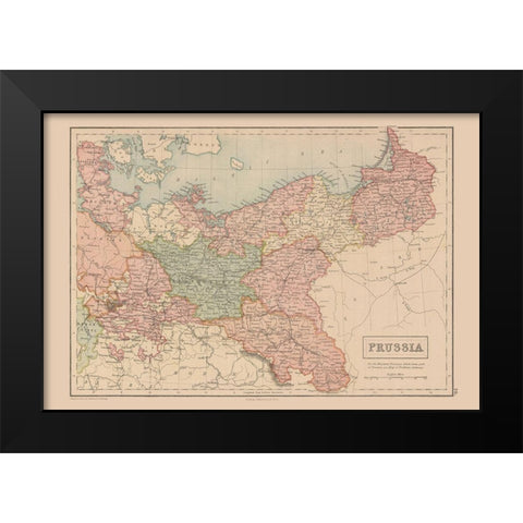 Europe Prussia Germany - Black 1867 Black Modern Wood Framed Art Print by Black
