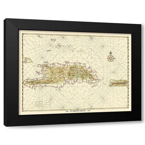 Caribbean Puerto Rico - 1769 Black Modern Wood Framed Art Print by Unknown