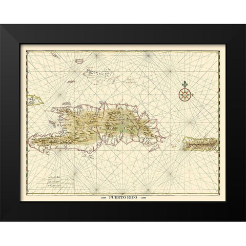 Caribbean Puerto Rico - 1769 Black Modern Wood Framed Art Print by Unknown