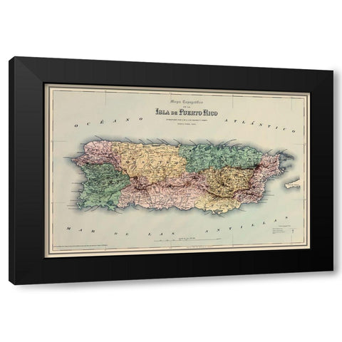 Caribbean Puerto Rico - Colton 1886 Black Modern Wood Framed Art Print with Double Matting by Colton