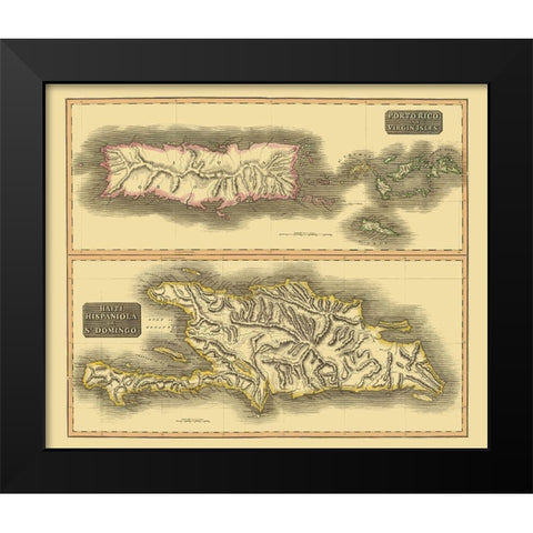 Hispaniola Virgin Islands Puerto Rico Black Modern Wood Framed Art Print by Thomson