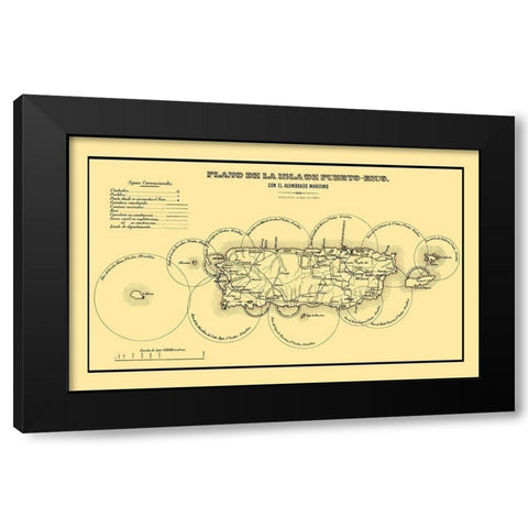 Lighthouses Caribbean Puerto Rico - 1885 Black Modern Wood Framed Art Print by Unknown