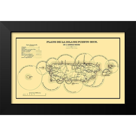 Lighthouses Caribbean Puerto Rico - 1885 Black Modern Wood Framed Art Print by Unknown