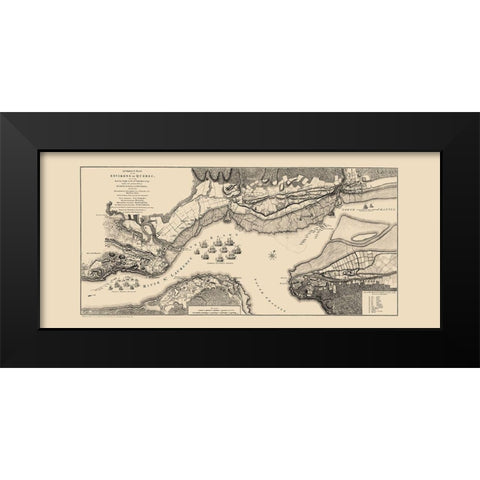 Quebec Region Old French War Canada - Jefferys Black Modern Wood Framed Art Print by Jefferys