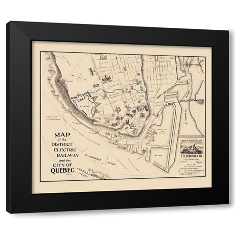 Quebec Electric Railway Canada - 1896 Black Modern Wood Framed Art Print by Unknown