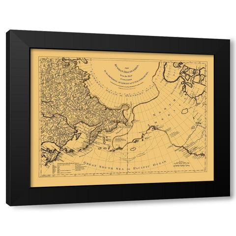 Discoveries Russia Asia - Jefferys 1776 Black Modern Wood Framed Art Print by Jefferys