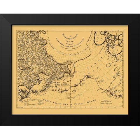 Discoveries Russia Asia - Jefferys 1776 Black Modern Wood Framed Art Print by Jefferys