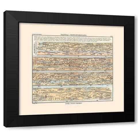 Europe Roman Empire Peutinger Table - Perthes 1896 Black Modern Wood Framed Art Print by Perthes