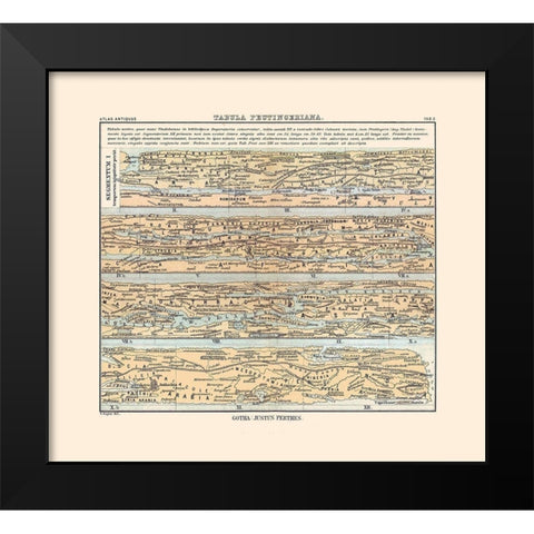 Europe Roman Empire Peutinger Table - Perthes 1896 Black Modern Wood Framed Art Print by Perthes