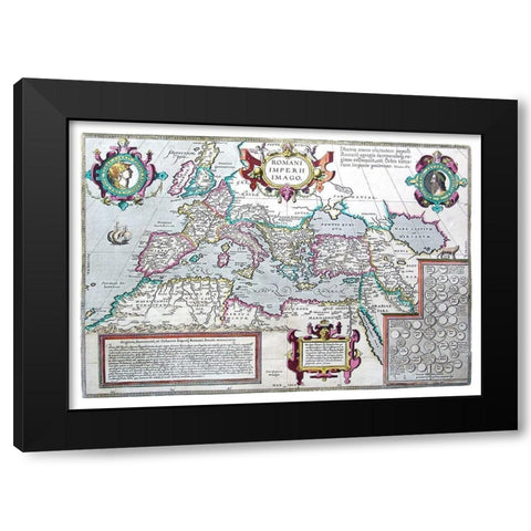 Europe Roman Empire - Ortelius 1570 Black Modern Wood Framed Art Print with Double Matting by Ortelius