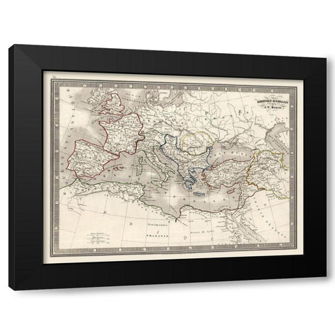 Europe Roman Empire - Monin 1839 Black Modern Wood Framed Art Print with Double Matting by Monin